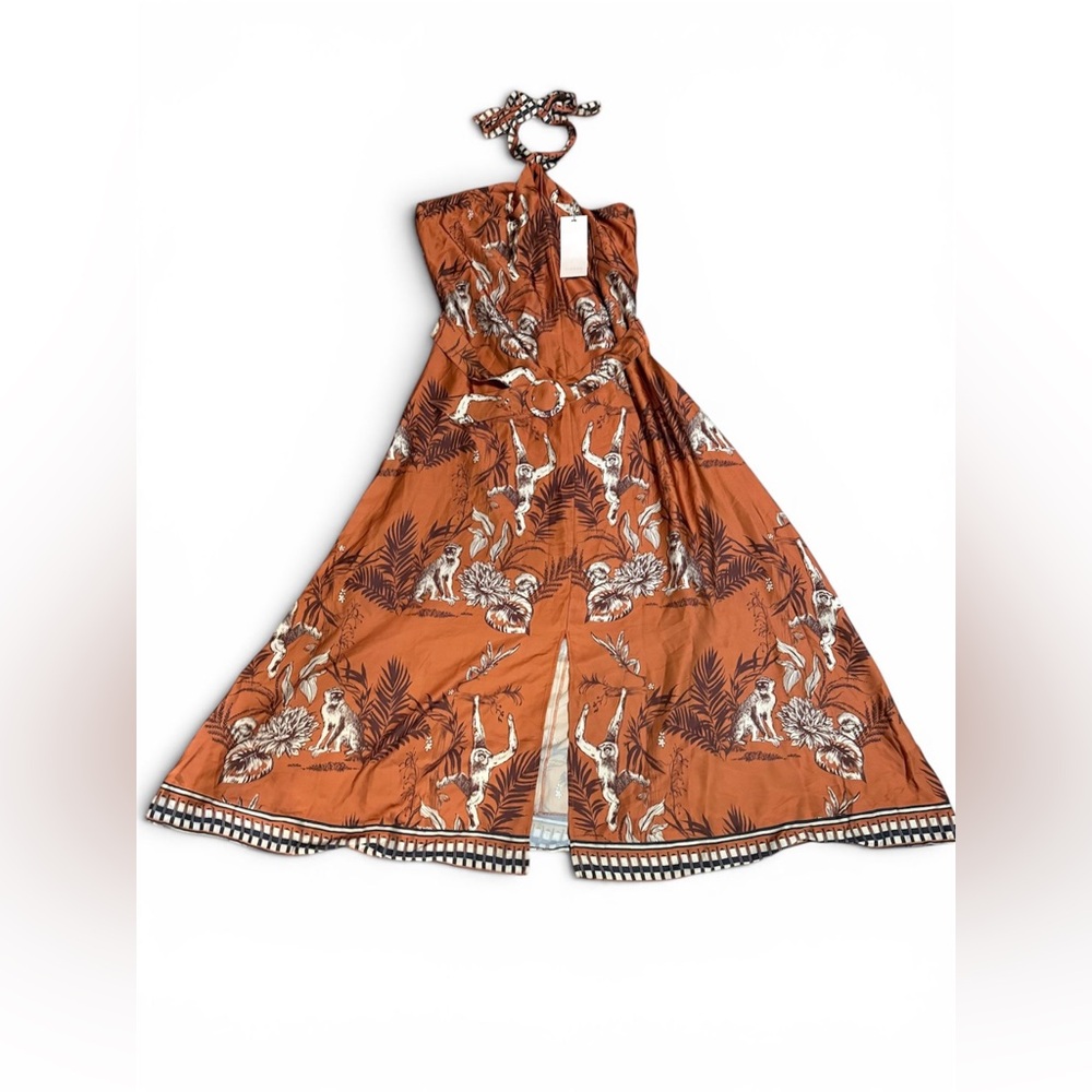 NWT- CIEBON Courtney Animal Print Halter Neck Satin Maxi Dress Size: XL - Picture 7 of 15
